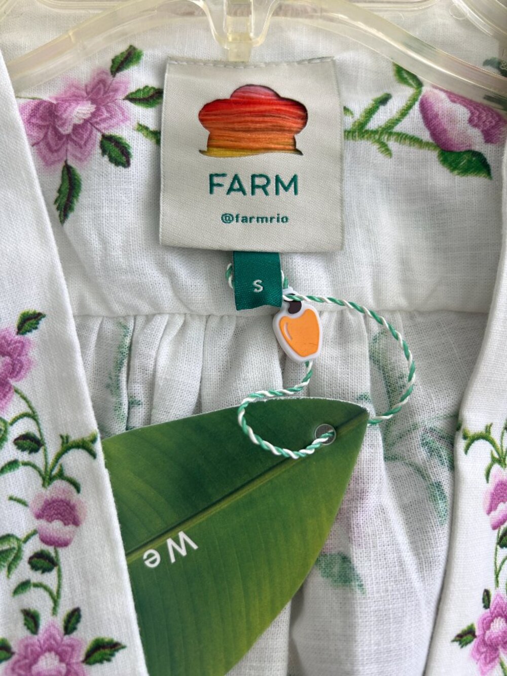 Farm Rio Folk Floral Linen Blend White Short-Sleeve Wide-Leg Jumpsuit Small NWT - Picture 9 of 16